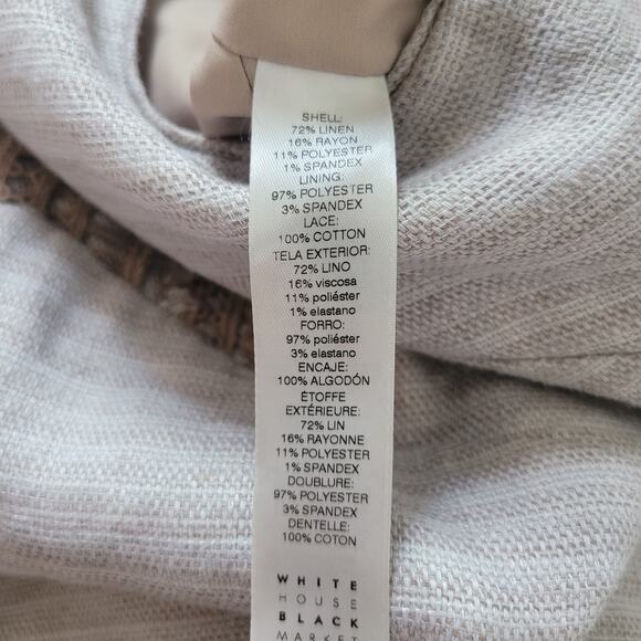 White House Black Market	Size	8 Neutral Linen Tweed Sleeveless Dress Timeless - Picture 7 of 11